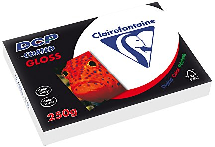Clairefontaine 6872C Druckerpapier DCP Premium Kopierpapier für farbintensiven Bilderdruck, DIN A3, 29,7 x 42cm, 250g, 1 Ries mit 125 Blatt, glänzend Weiß gestrichen