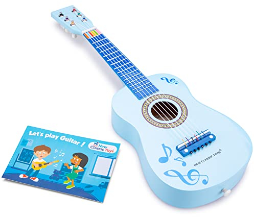 New Classic Toys - 10349 - Musikinstrument - Spielzeug Holzgitarre - Blau mit Noten