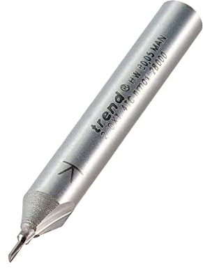 Trend Professional Single Flute Cutter, 1/4 Inch Shank, 1mm Cut Diameter & 3mm Cut Length, Tungsten Carbide Tipped, 2/0X1/4TC