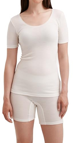 Dilling Damen Merino Wolle T-Shirt Natur 40 – Oberteil Aus 100% Bio Merinowolle – Atmungsaktives Kurzarmshirt Ohne Superwash – Nachhaltige Damen Unterwäsche