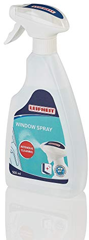 Leifheit Glasreiniger, Fensterreiniger, 500ml Fensterputzmittel für streifenfreie Reinigung von Fenstern und Spiegeln, praktisch nachfüllbare Sprühflasche, ideale Ergänzung zum Fenstersauger