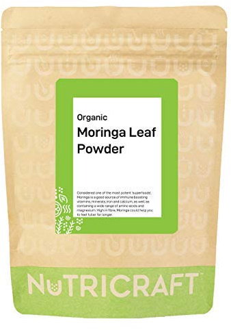 Nutricraft Organic Moringa Powder - 1kg, 100% Pure Superfood, High in Antioxidants, Vitamins, Minerals, and Fibre, for Smoothies and Savory Dishes - Vegan, Gluten-Free, and Raw Diet-Friendly