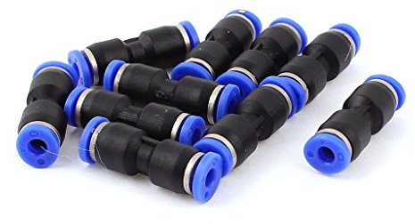 10Pcs Pneumatische Luft 2-Wege-schnelle Befestigungen Gerade Steckanschluss 6 mm Schlauchtypen