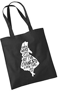clothinx - Alice Changed Baumwolltasche Schwarz, langer Henkel
