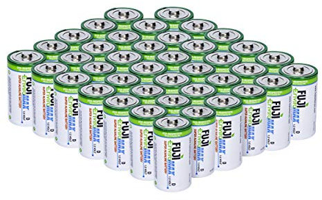 Fuji Enviromax 1.5V LR20 Super Alkaline Type D Batteries - No Harmful PVC & Heavy Metals Used, Long Lasting, Powerful, Size D Batteries (Pack of 48)