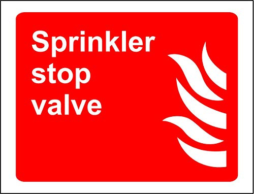 Sprinkler stop valve Fire safety sign - Self adhesive sticker 200mm x 150mm