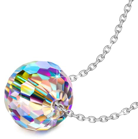 Philip Jones Ovale Aurora Borealis-Halskette aus Sterlingsilber mit Zircondia®-Kristallen