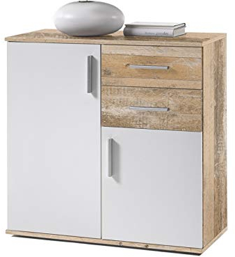 möbelando Kommode Schrank Sideboard Mehrzweckschrank Standschrank Freida IV Old Style hell/Weiß