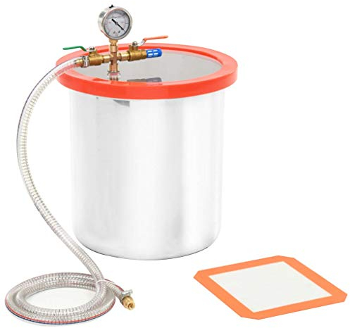 vidaXL Vakuumkammer mit Deckel Entgasungskammer Harzfalle Vacuum Chamber Vakuumpumpe Unterdruckpumpe Vakuum Pumpe Edelstahl 18,9L 29,5x30cm 1/4 Zoll