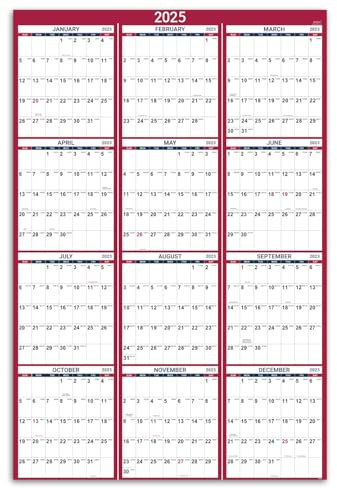 Artfan Wandkalender 2021-2022 Jahreskalender 2021-2022 mit dickem Papier, Juli 2021-Juni 2022, 87,1 x 57,9 cm, XL, vertikal - blau/rot