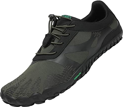 SAGUARO Barfußschuhe Herren Barfuss Schuhe Damen Barfussschuhe Outdoor Sport Zehenschuhe Fitnessschuhe rutschfest Traillaufschuhe Ja Grün,Gr.44