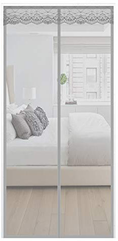 AMZERO Fliegengitter Tür Magnetisch Balkontür, 105x200cm Fliegengitter Balkontür Insektenschutz mit Heavy Duty Mesh für Balkontür Terrassentür Wohnzimmer, Grau