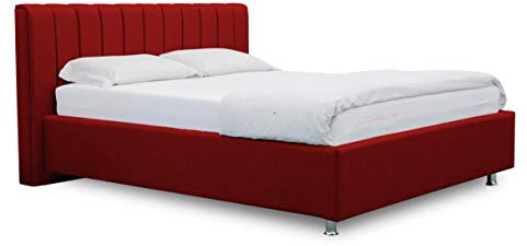 ES Design 08 Polsterbett Antony mit 5 Jahren Garantie, EIN hochwertiges Bett, Lattenrost und Stauraum (Rot, 180 x 200 cm)