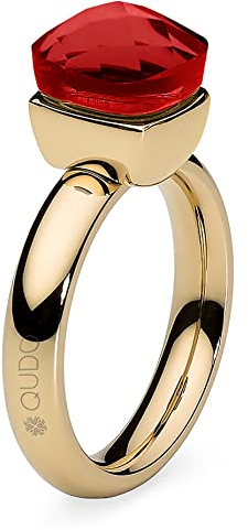 Qudo Firenze Edelstahl gold farbenem Ring mit hyacinth Stein (rot) (54 (17))