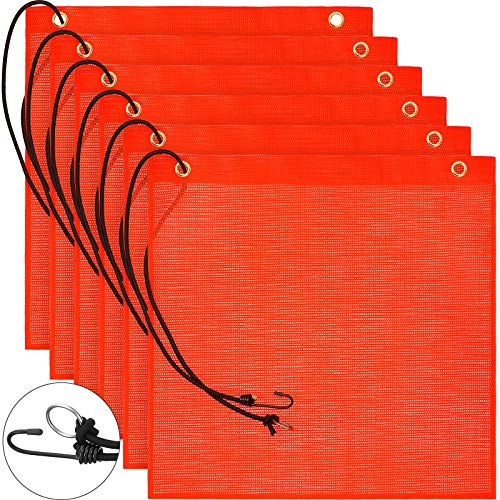 Tatuo 6 Stück 45,7 x 45,7 cm Sicherheitswimpel Orange Mesh Warnflagge Bungee Sicherheitsfahne mit Ösen und Bungee Cord Wetterfeste Flagge