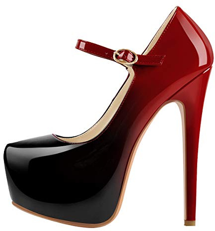MissHeel Women's Mary Jane Stiletto Pumps Buckle Straps High Heels Closed Toe Ankle High Platform Dress Shoes