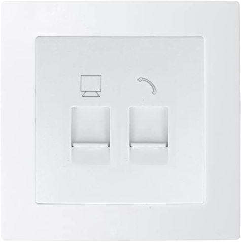 LINA Netzwerkdose LAN + Telefondose RJ45+RJ11 Unterputz Weiß mit Rahmen von Luxus-Time