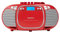 MEDION E66476 Stereo Sound System (Boombox, CD-Player, MP3, Kassette, tragbarer Kassettenspieler für Kinder, UKW Radio, AUX, Kopfhörer, Netz & Batterie) rot