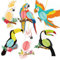 YiiiGoood Hawaii Papagei Deko 6 Stück Papier Vögel Tiki Bar Party Dekoration 3D Tropische Vogeldekoration Dschungel Luftschlangen Outdoor Luau Party Dekoration