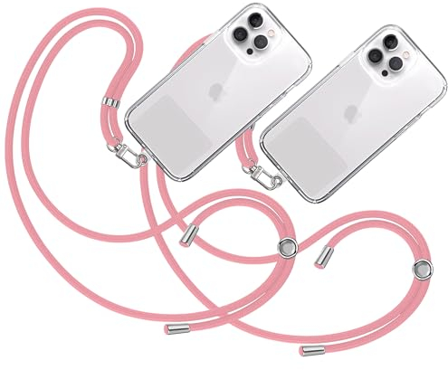 TBOC 2X Band Handykette Schlüsselband Kette Handyschnur [Rosa] Zum Aufhängen Nacken Umhängen Universal für Handy mit Pad Handyband Patch Karabiner Hülle Handyhülle Lanyard Schlüsselbänder