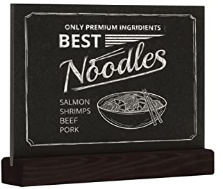 EUROPEL Kreidetafel Tischaufsteller, A5, Querformat, Sockel aus Kiefernholz mit mattschwarzer Oberfläche, doppelseitig, für wasserbasierte Marker, für Restaurants, Hotels, Konferenzen, Festivals