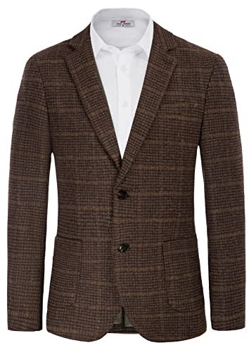 PJ PAUL JONES Blazer mit Fischgrätenmuster, britische Wollmischung, Sportmantel, Weinrot, L