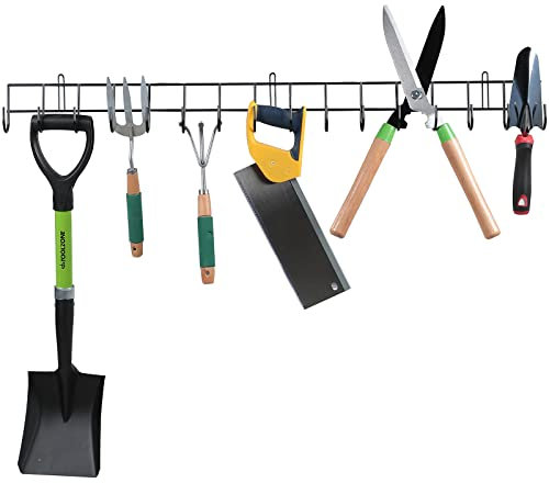 Unibos- Garden Tool Rack Garage Tool Organizer Wall Mount Garden Tool Holder Yard Tool Hangers Heavy-Duty Hook Wall Storage Rack Holds Garden Tools, Shovels, Rakes, Hoses, Ropes (40 inches/103cm)