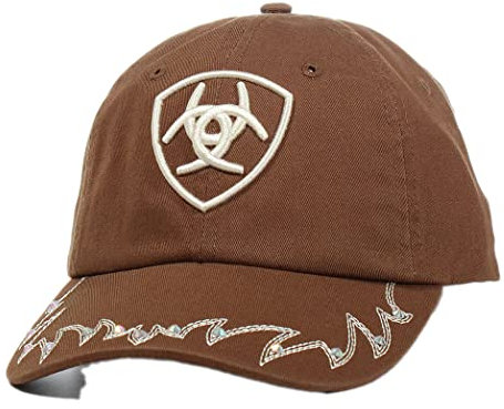 ARIAT Ladies Embroidered Crystal Cap, Brown