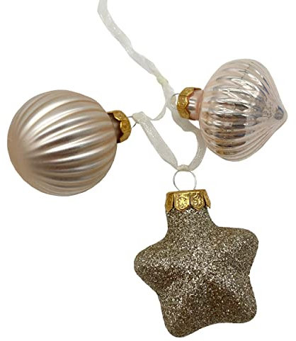 Knüllermarkt 34321 I Christbaumkugel I Glas Gold 3Set I Weihnachtskugel I Glanz I matt I Deko I Weihnachten I Kugel I Merry ChristmasI Schnee I Geschenke I Gesteck Gestecke