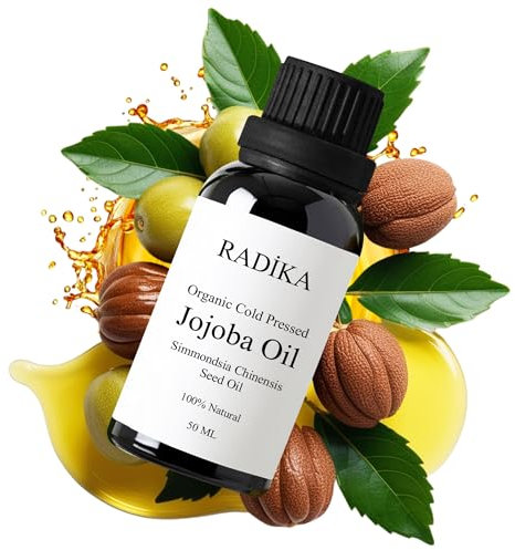Radika Aromatherapy 50ml | Jojobaöl | Jojoba Kaltgepresst | Reines & Natürliches | Gesichtspflege & Haarpflege | Ideal für Trockene Haut & Sebumregulierung