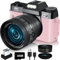 Fotocamera digitale VJIANGER 2024 per fotografia, 4K 56 MP, fotocamera Vlogging per YouTube con WiFi, schermo flip a 180 gradi, zoom digitale 16x, obiettivo 52 mm, 2 batterie, scheda TF da 32 GB