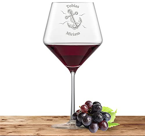 Schott Zwiesel Burgunderglas Rotweinglas PURE mit Namen oder Wunschtext graviert (Anker)