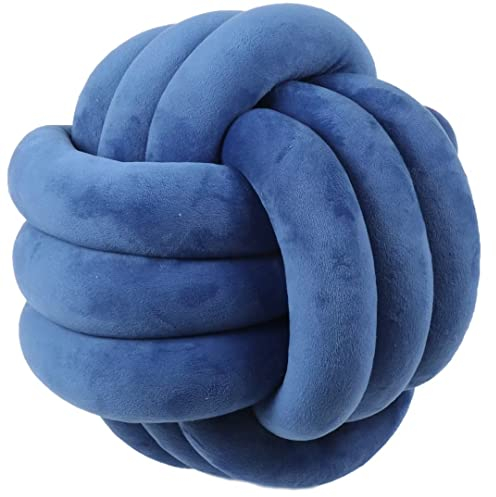 knotenkissen, Kissen Knoten, Knot Kopfkissen, Kissen Rund, Decorative Cushion, Zierkissen Knoten für Sofa, Bett, Wohnzimmer, dunkelblau, 20cm