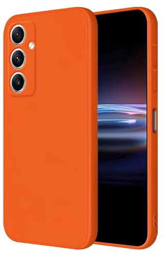 HONLEN Funda Compatible para Samsung Galaxy A34 5G Case, (6.6 Inches) Líquida TPU Silicona Cover con Anti-Rasguño, Cáscara Suave Cubierta Naranja