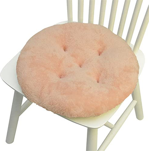 FANSU Coussin de Chaise Peluche, Coussin de Chaise 40cm Ronde Lot de 1 2 4 6, Galette de Chaise/Coussins de Chaises Epais, Coussin pour Chaise de Salle à Manger et Jardin (Rose pâle,1 Pièces)