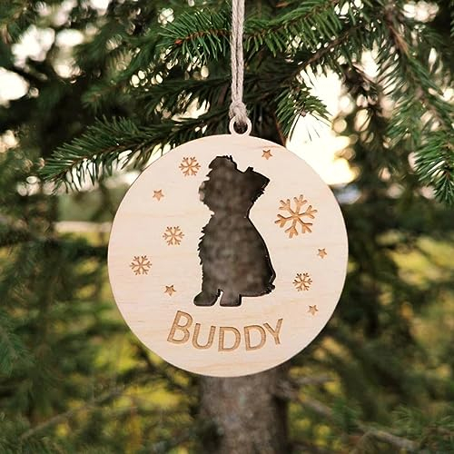 Personalisierte Weihnachtskugel mit Hunde-Ornament, Hundeausschnitt, Weihnachtsbaumdekoration, personalisierbar, Welpen-Form, NameGravedDog (3 Stück)