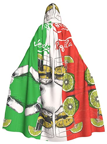 Mexiko-Flagge und Tequila-Druck Kapuzenumhang Damen Herren Halloween Dress Up Party Cosplay Kostüme