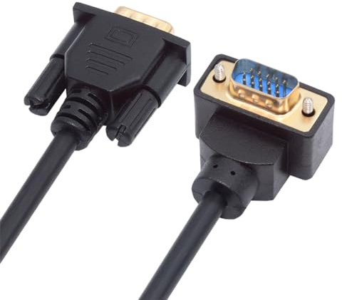 cablecc VGA RGB Stecker auf gerader Stecker, Verlängerungskabel 3COAX + 6C nach unten abgewinkelt, 90 Grad für Monitor, Projektor, Computer