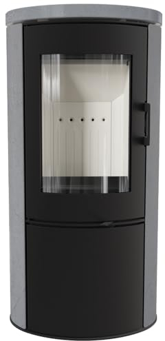 KRATKI Kaminofen AB Fimatto für den Innenbereich, freistehend, BImSchV 2-konform, 8 kW, thermische Effizienz, 78%, Stahl und Gusseisen, Schwarze Lagerkammer, 105 x 52 cm [Energieklasse A]