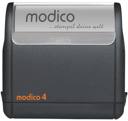 Modico M4 Personalisierter Stempel (57x20 mm | 5 Zeiler) inkl. Textplatte | Schwarz…