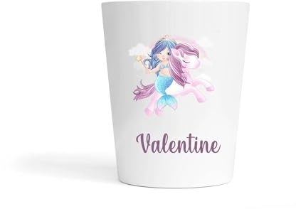 Gobelet Enfant Fille Personnalisé Sirène & Licorne – Gobelet Incassable 230ml Sans BPA – Tasse Prénom Crèche ou École – Cadeau Rentrée Scolaire Magique