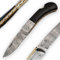 Auerbach Damastmesser Horn - Taschenmesser Klappmesser Zweihandmesser traditionelle Handarbeit Damaststahl handgeschmiedet | Geschenke für Männer