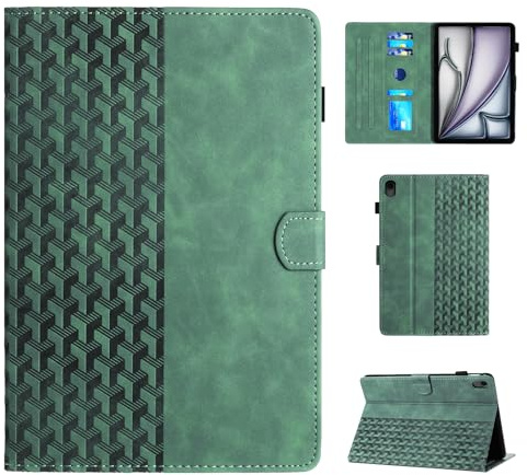 CASAFUNY Coque pour iPad Air 6e Génération 11 Pouces (M2) 2024, iPad Air 5e/4e Gén 10,9 2022/2020 Housse de Protection Étui à Rabat Coque pour Tablette iPad Air 6/5/4 Gén, Vert