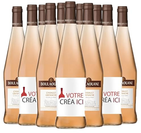 Vin rosé BOULAOUANE 75cl - Bouteille de vin personnalisée avec Texte & Image [ Etiquette bouteille personnalisable ] (12 bouteilles)