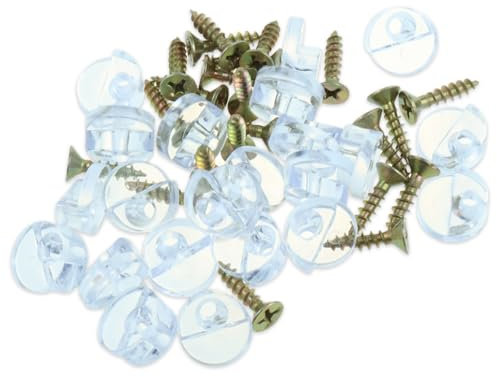 22 Stück Glashalter Clips, Kunststoff Transparent mit Schrauben, Kit Spiegelhalter 4 mm, für Badezimmer, Fensterglas