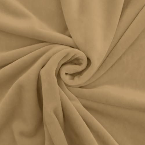 Premium Minky Fleece Stoff Meterware - Super Weicher Plüschstoff 260gsm - Microfaser Stoff in Verschiedenen Farben - 50x160cm (Beige)