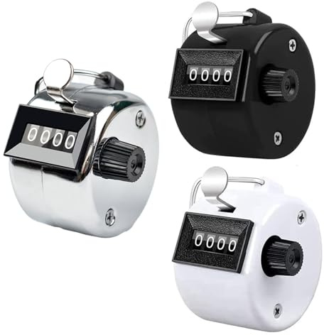 3 PCS Clicker Counter, Tally Counter, 3 Colors, 4-Digit Clicker Counter, Row Counter, People Counter Clicker, Pitch Counter for Golf Stroke, Baseball, Coaching, Knitting, Lap, Row Sport, Silver
