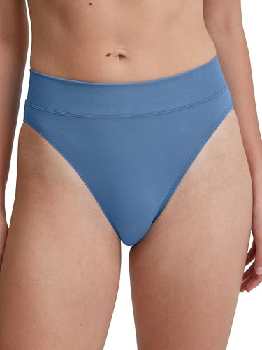 CALIDA Elastic Slip, Unterhose Damen, breiter Softbund, High Waist, atmungsaktive Single Jersey-Qualität Riviera Blue 48-50