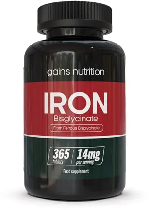 GN Iron Bisglycinate | 365 High Strength Iron Tablets (Ferrous Bisglycinate) - 14mg per Serving | Supplements for Women & Men | 365 Day Supply Non-GMO, Gluten & Allergen Free | Made in The UK