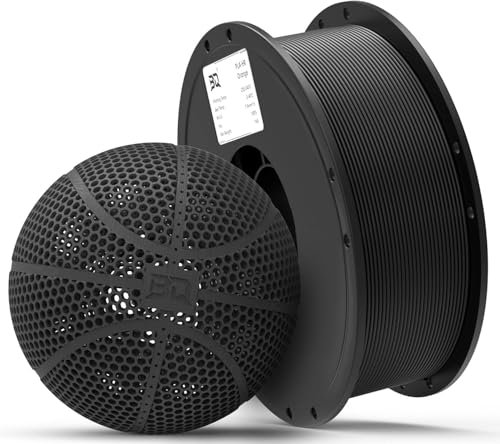 BIQU PLA-HR Filament 1.75mm, 1KG 3D Drucker Filament, 3D Drucker Filament PLA-HR Passt für die meisten FDM 3D-Drucker, zum Drucken von Airless-Basketbällen, Haltbarkeit und Flexibilität, Schwarz